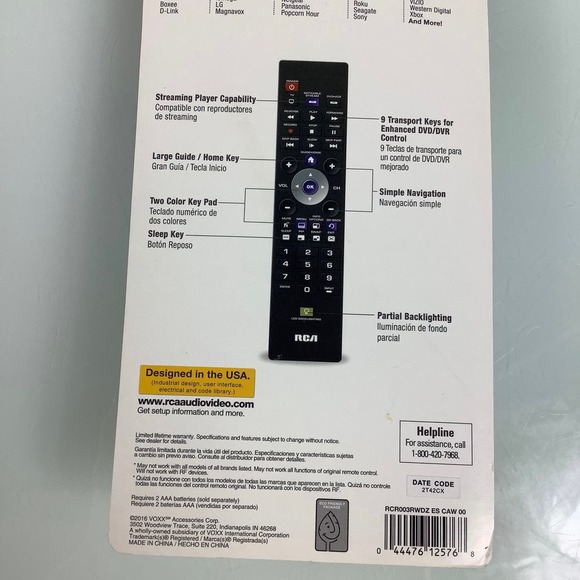 RCA Universal Remote RCR003RWDZ NEW - Picture 4 of 5